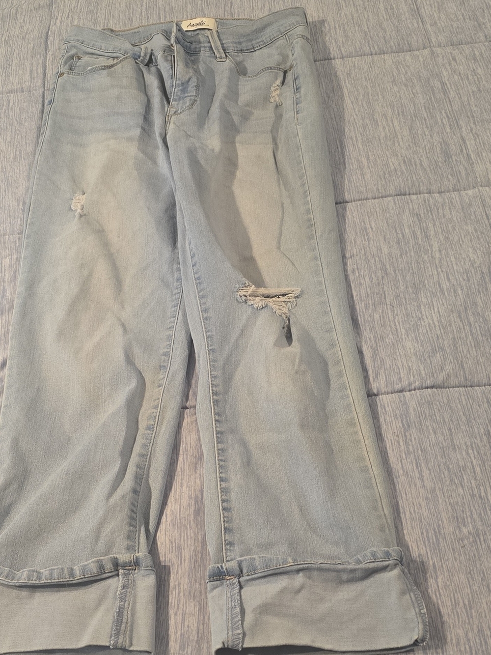 Angels Light Blue Distressed Boyfriend Jeans